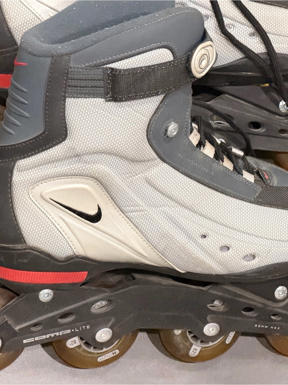 Nike N-Dorfin 4 (Gray and Black) Inline Skates (with Red Accents - size US 12)